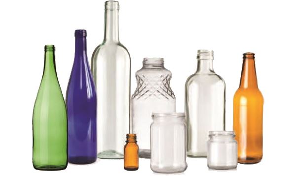Glass bottles of varying sizes and color