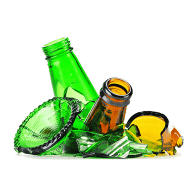 Shattered glass bottles