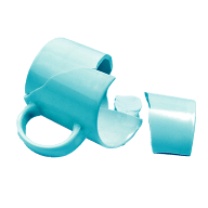 Shattered blue ceramic mug