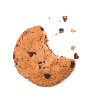 Half-eaten chocolate chip cookie